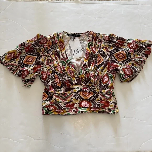 Zara Colorful Geometric Print Blouse - Picture 3 of 10